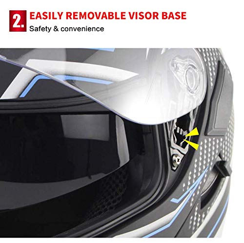 Casco Bluetooth Flip Up Visor Dual Lens Dot Cool Motocicleta Casco Cara Completa Motorbike Negro Cascos modulares,XL Casco Bluetooth Flip Up Visor Dual Lens Dot Cool Motocicleta Casco Cara Completa Motorbike Negro Cascos modulares,XL