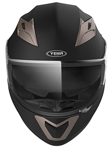 Casco Moto Integral ECE Homologado - YEMA YM-829 Casco de Moto Scooter para Mujer Hombre Adultos con Doble Visera -Negro Mate-S