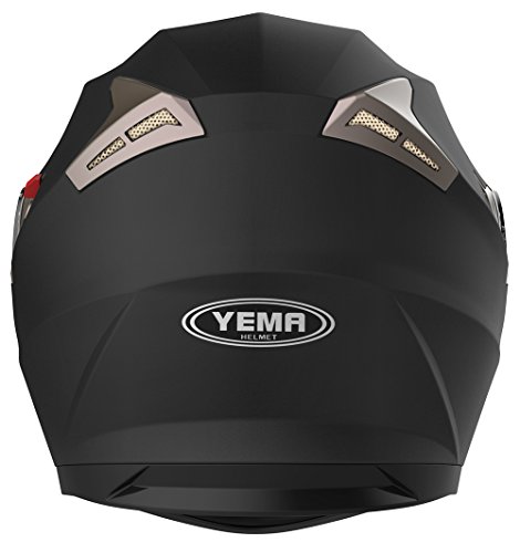 Casco Moto Integral ECE Homologado - YEMA YM-829 Casco de Moto Scooter para Mujer Hombre Adultos con Doble Visera -Negro Mate-S