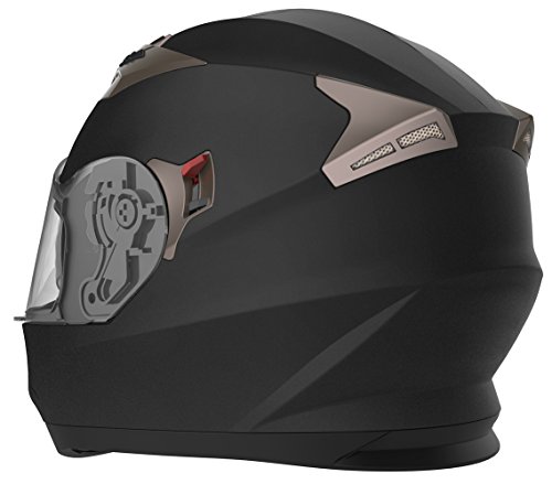 Casco Moto Integral ECE Homologado - YEMA YM-829 Casco de Moto Scooter para Mujer Hombre Adultos con Doble Visera -Negro Mate-S