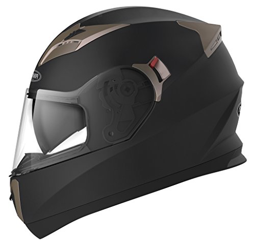 Casco Moto Integral ECE Homologado - YEMA YM-829 Casco de Moto Scooter para Mujer Hombre Adultos con Doble Visera -Negro Mate-S