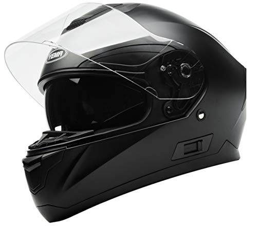 Casco Moto Integral ECE Homologado - YEMA YM-831 Casco de Moto Scooter para Mujer Hombre Adultos con Doble Visera -Negro Mate-L Casco Moto Integral ECE Homologado - YEMA YM-831 Casco de Moto Scooter para Mujer Hombre Adultos con Doble Visera -Negro Mate-L