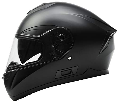 Casco Moto Integral ECE Homologado - YEMA YM-831 Casco de Moto Scooter para Mujer Hombre Adultos con Doble Visera -Negro Mate-L