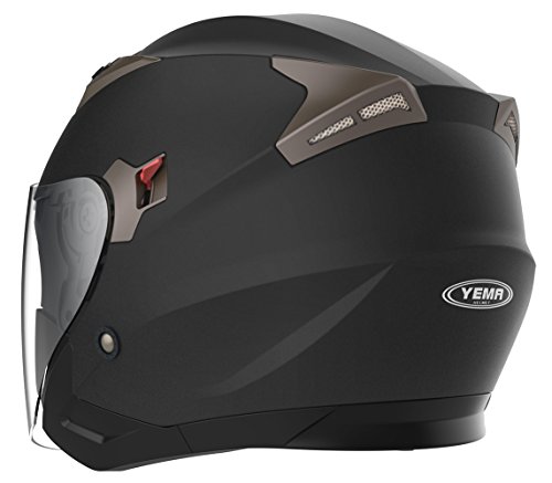 Casco Moto Jet ECE Homologado - YEMA YM-627 Casco Moto Abierto Custom Scooter para Mujer Hombre Adultos con Doble Visera-Negro Mate-S