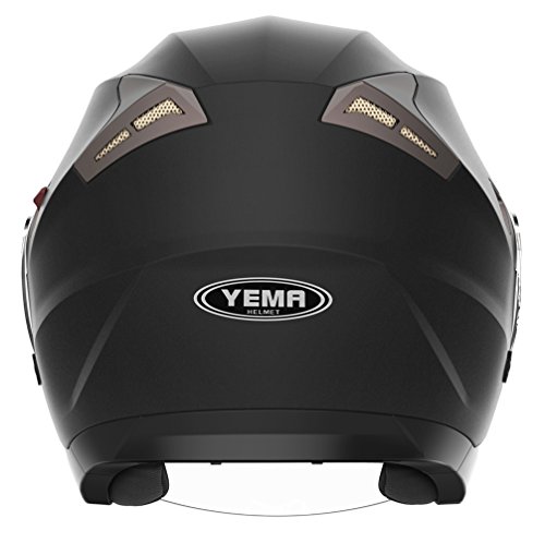 Casco Moto Jet ECE Homologado - YEMA YM-627 Casco Moto Abierto Custom Scooter para Mujer Hombre Adultos con Doble Visera-Negro Mate-S