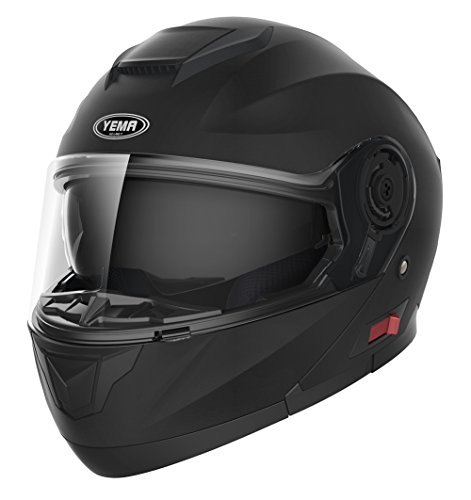 Casco Moto Modular ECE Homologado - YEMA YM-926 Casco de Moto Integral Scooter para Mujer Hombre Adultos con Doble Visera-Negro Mate-M