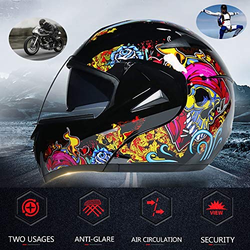 Casco para Moto con Bluetooth Cascos Modular Flip Up Motocicleta, ECER 22-05 Aprobado Doble Visera Anti Niebla HD Reducción de Ruido con Altavoz Incorporado para Adultos 55-62cm