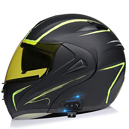 Casco para Moto con Bluetooth Cascos Modular Flip Up Motocicleta, ECER 22-05 Aprobado Doble Visera Anti Niebla HD Reducción de Ruido con Altavoz Incorporado para Adultos 55-62cm