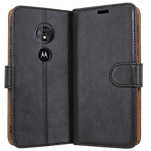 Case Collection Funda de Cuero para Motorola Moto G6 Play Estilo Cartera con Tapa abatible y Ranuras para Dinero y Tarjeta de crédito para Motorola Moto G6 Play Funda