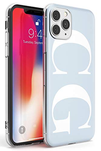 Case Warehouse Blanco y Azul Claro Cartas Personalizadas Slim Funda para iPhone 11 Pro TPU Protector Ligero Phone Protectora con A Medida Iniciales Monograma