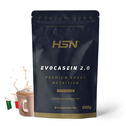 Caseína Micelar de HSN Evocasein 2.0 | Proteína para Antes de Dormir, Liberación Lenta de Aminoácidos durante la Noche | Vegetariana, Sin Gluten, Sabor Capuchino, 500 gr