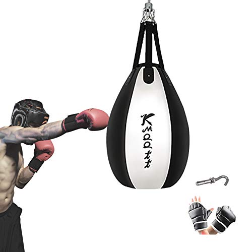 casero Colgante Bolsa De Boxeo,Forma De Gota Sin Llenar Saco De Boxeo para Karate Artes Marciales MMA Entrenamiento,Alivio del Estrés Saco De Arena con Guantes-Negro H 85cm