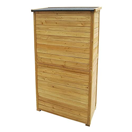 Caseta de jardín 870x465x1600mm con puerta laminada, madera de pícea con tejado de betún, cobertizo