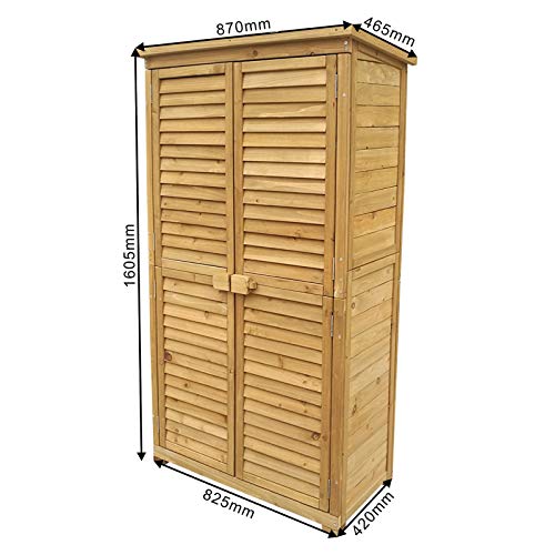 Caseta de jardín 870x465x1600mm con puerta laminada, madera de pícea con tejado de betún, cobertizo