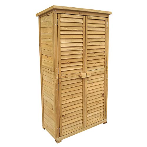 Caseta de jardín 870x465x1600mm con puerta laminada, madera de pícea con tejado de betún, cobertizo