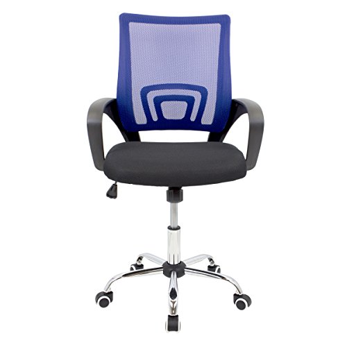 CashOffice - Silla de Escritorio Ergonómica, Silla de Oficina Giratoria con Respaldo Transpirable (Azul)