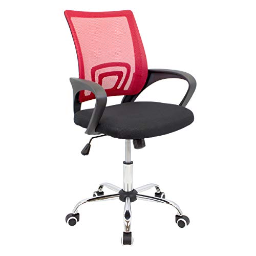 CashOffice - Silla de Escritorio Ergonómica, Silla de Oficina Giratoria con Respaldo Transpirable (Rojo)