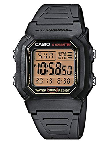 Casio Collection W-800HG-9AVES, Reloj Cuadrado con Luz LED para Hombre, Negro