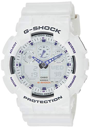 Casio G-SHOCK Reloj Analógico-Digital, 20 BAR, Blanco, para Hombre, GA-100A-7AER