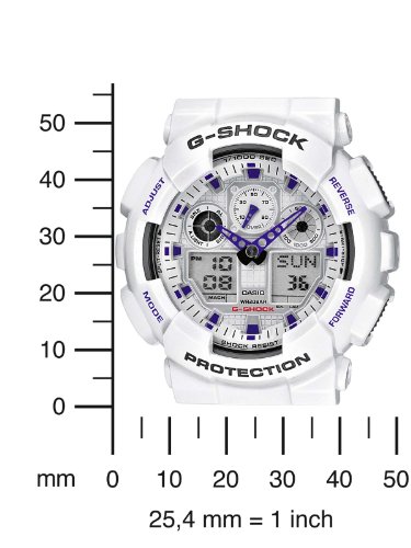 Casio G-SHOCK Reloj Analógico-Digital, 20 BAR, Blanco, para Hombre, GA-100A-7AER