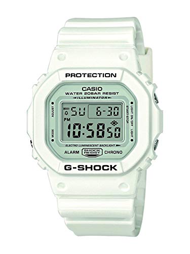 Casio G-SHOCK Reloj Digital, 20 BAR, Blanco, para Hombre, DW-5600MW-7ER Casio G-SHOCK Reloj Digital, 20 BAR, Blanco, para Hombre, DW-5600MW-7ER
