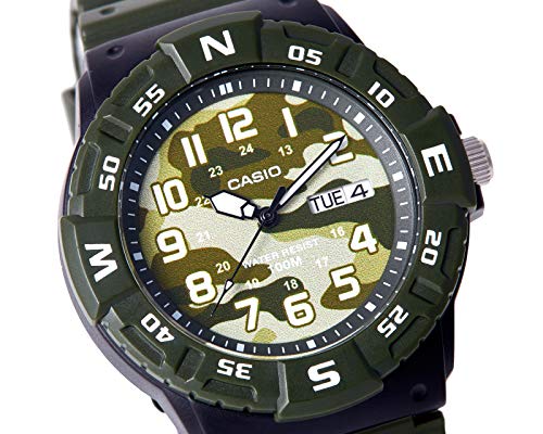 CASIO MRW-220HCM-3BVEF- Reloj Analógico para Hombre, de Cuarzo con Correa en Resina, Verde