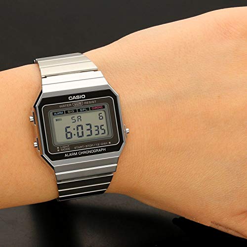 Casio Reloj Mujer de Digital con Correa en Acero Inoxidable A700WE-1AEF