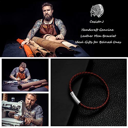 Casisto.J Pulsera Cuero Hombre - Pulsera Trenzada Hecha a Mano clásica en Negro y marrón con Cierre magnético Grabado Joyas Gratis en Caja (marrón, 21) Casisto.J Pulsera Cuero Hombre - Pulsera Trenzada Hecha a Mano clásica en Negro y marrón con Cierre magnético Grabado Joyas Gratis en Caja (marrón, 21)