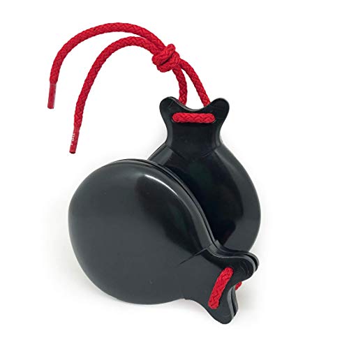 Castañuelas PALI color NEGRO con DOBLE CAJA. Ideal para el aprendizaje. (Funda Roja)