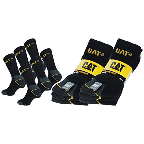Caterpillar 6 Pares Calcetines Trabajo, Reforzados Talón Punta, Algodón (Negro, 39-42) Caterpillar 6 Pares Calcetines Trabajo, Reforzados Talón Punta, Algodón (Negro, 39-42)