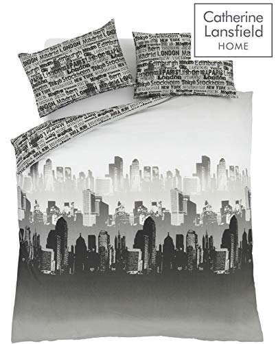 Catherine Lansfield City Scape - Juego de Cama, Funda de edredón(200 cm x 200 cm) y 2 Fundas de Almohada (50 cm x 75 cm), diseño Londres