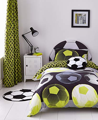 Catherine Lansfield Rich de fútbol de neón poliéster Juego de Funda nórdica, tamaño, Amarillo, Juego de Cama Individual Catherine Lansfield Rich de fútbol de neón poliéster Juego de Funda nórdica, tamaño, Amarillo, Juego de Cama Individual