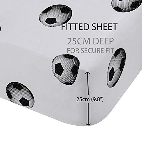 Catherine Lansfield Sábana Bajera Ajustable para Cama Individual, fácil de Limpiar, diseño de fútbol Catherine Lansfield Sábana Bajera Ajustable para Cama Individual, fácil de Limpiar, diseño de fútbol