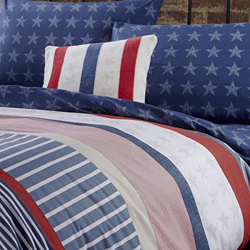 Catherine Lansfield Stars & Stripes - Funda nórdica y funda de almohada cama, 220 x 180 cm, color azul