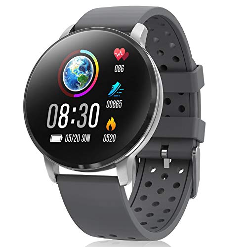 CatShin Smartwatch, Reloj Inteligente para Hombre Mujer, CS06 IP68 Impermeable Reloj de Fitness con Podómetro Pulsómetros Caloría, Pulsera Actividad Inteligente para Android iOS (Gris)