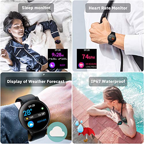 CatShin Smartwatch, Reloj Inteligente para Hombre Mujer, CS06 IP68 Impermeable Reloj de Fitness con Podómetro Pulsómetros Caloría, Pulsera Actividad Inteligente para Android iOS (Gris)