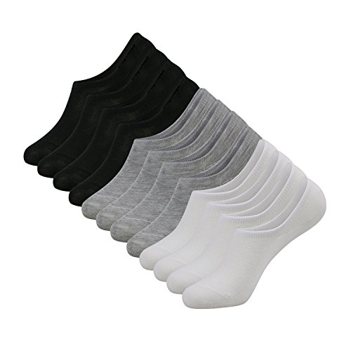 Caudblor 12 Pares Calcetines Invisibles de hombre Mujer antideslizantes Algodón Cortos Calcetines 36-39/38-42, Mujer-Hombre