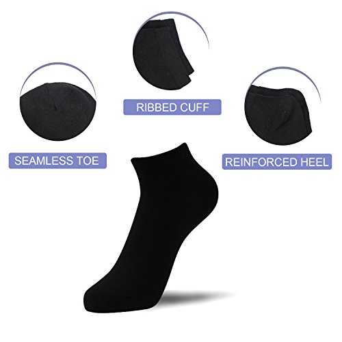 Caudblor 12 Pares No Show calcetines de corte bajo para hombres y mujeres, Negro/Hombre