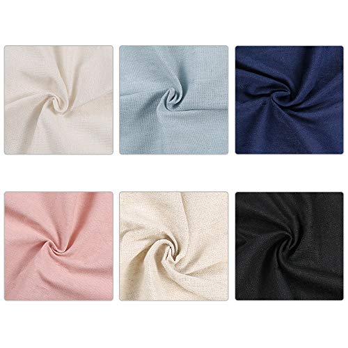 Caydo 6 piezas de 6 colores de tela de lino para prendas de vestir, manualidades, tapicería, decoración de macetas y mantel, 19.6 x 19.6 pulgadas