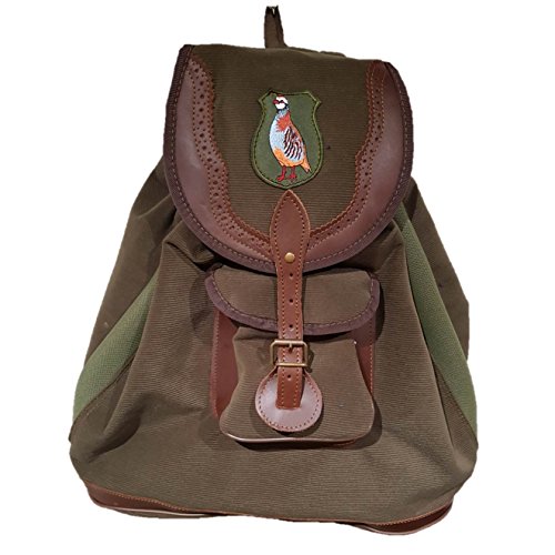 cazayaventura Mochila aireada en Lona con Refuerzos en Cuero para Dos jaulas de Perdiz.Medidas 55x53x25