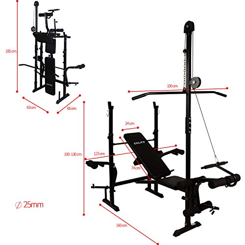 CCLIFE Banco de Pesas Banco de musculación PRES Banco Banco de Entrenamiento Ajustable 126/178/217 cm CCLIFE Banco de Pesas Banco de musculación PRES Banco Banco de Entrenamiento Ajustable 126/178/217 cm