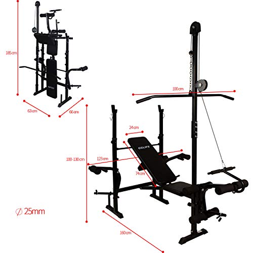 CCLIFE Banco de Pesas Banco de musculación PRES Banco Banco de Entrenamiento Ajustable 126/178/217 cm