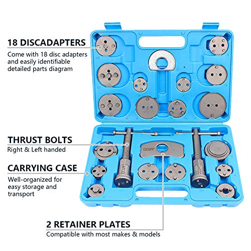 CCLIFE Caja con herramientas para reponer pinzas de freno,set de herramientas para vehículos, 22 piezas, para diferentes marcas,pastillas de freno