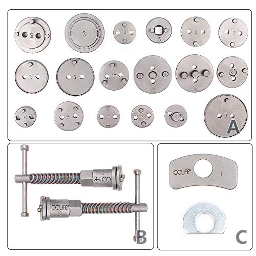CCLIFE Caja con herramientas para reponer pinzas de freno,set de herramientas para vehículos, 22 piezas, para diferentes marcas,pastillas de freno