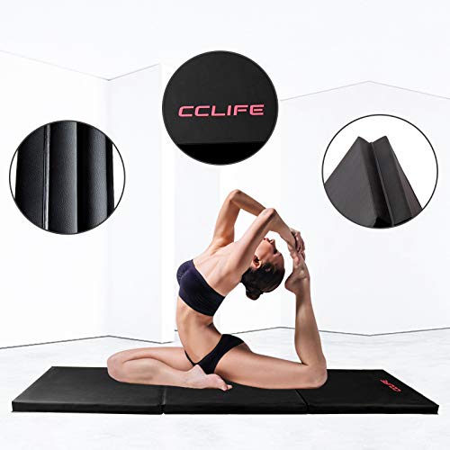 CCLIFE Colchoneta Plegable de Espuma para Gimnasia Yoga Deportiva Yoga estrilla Triple Plegable 180/60/5cm, Color:180x60x5cm Negro