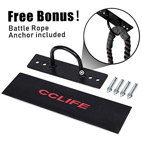 CCLIFE Cuerda de Batalla Entrenamiento Battle Rope Cuerda Batalla Crossfit 9m 12m 15m, Tamaño:12M Cuerda Batalla Negra con Roja CCLIFE Cuerda de Batalla Entrenamiento Battle Rope Cuerda Batalla Crossfit 9m 12m 15m, Tamaño:12M Cuerda Batalla Negra con Roja