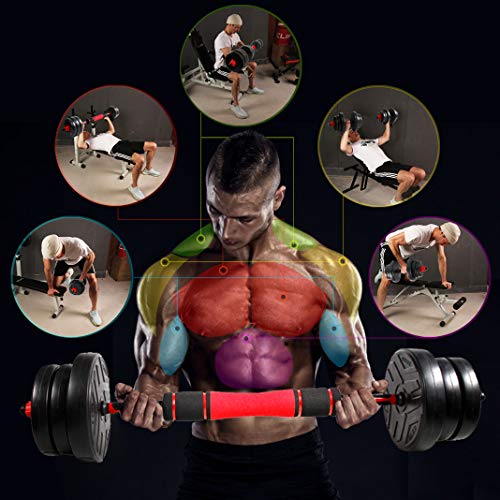 CCLIFE Mancuernas Ajustables con Pesas Barra y Discos 20/30 / 40KG Mancuernas 2en1, Color:2 x 10 KG,Negra,con Barra CCLIFE Mancuernas Ajustables con Pesas Barra y Discos 20/30 / 40KG Mancuernas 2en1, Color:2 x 10 KG,Negra,con Barra