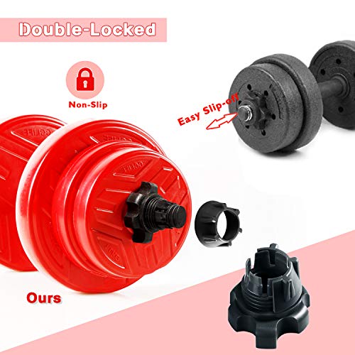 CCLIFE Mancuernas Ajustables con Pesas Barra y Discos 20/30 / 40KG Mancuernas 2en1, Color:2 x 15 KG,Roja,con Barra CCLIFE Mancuernas Ajustables con Pesas Barra y Discos 20/30 / 40KG Mancuernas 2en1, Color:2 x 15 KG,Roja,con Barra