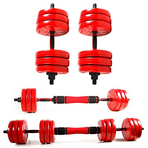 CCLIFE Mancuernas Ajustables con Pesas Barra y Discos 20/30 / 40KG Mancuernas 2en1, Color:2 x 15 KG,Roja,con Barra CCLIFE Mancuernas Ajustables con Pesas Barra y Discos 20/30 / 40KG Mancuernas 2en1, Color:2 x 15 KG,Roja,con Barra
