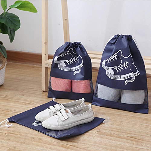 CCMOO 5pcs Bolsa de Almacenamiento de Zapatos con cordón Organizador de Almacenamiento de Viaje Bolsas de Paquete portátil Armario Impermeable Bolsa casera no Tejida, Rosa, M 28x36cm